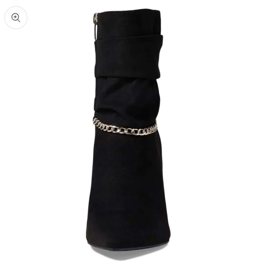 MARC FISHER MF DANISA-R CHAIN DETAIL HEELED WOMEN"S SUEDE BOOTS